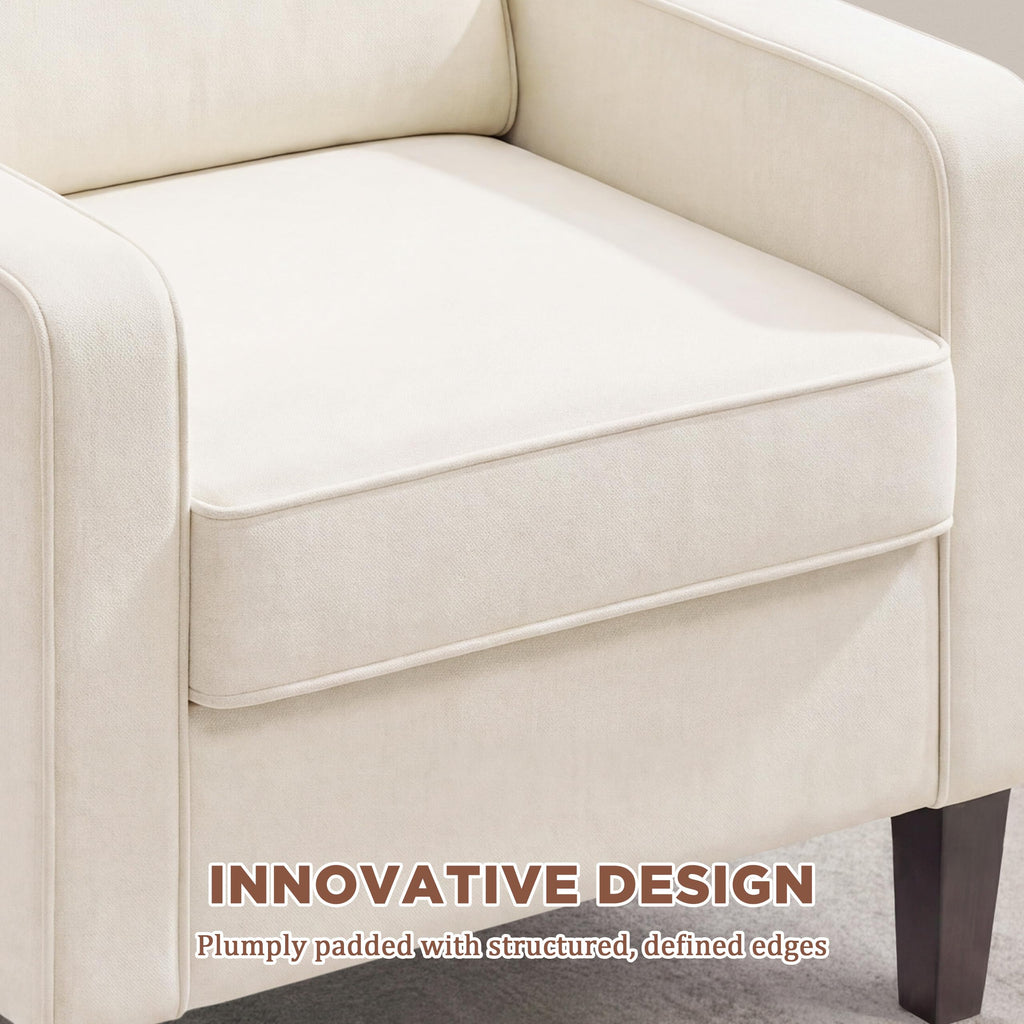 Mid Century Modern Accent Chair with Upholstered Seat & Wood Legs