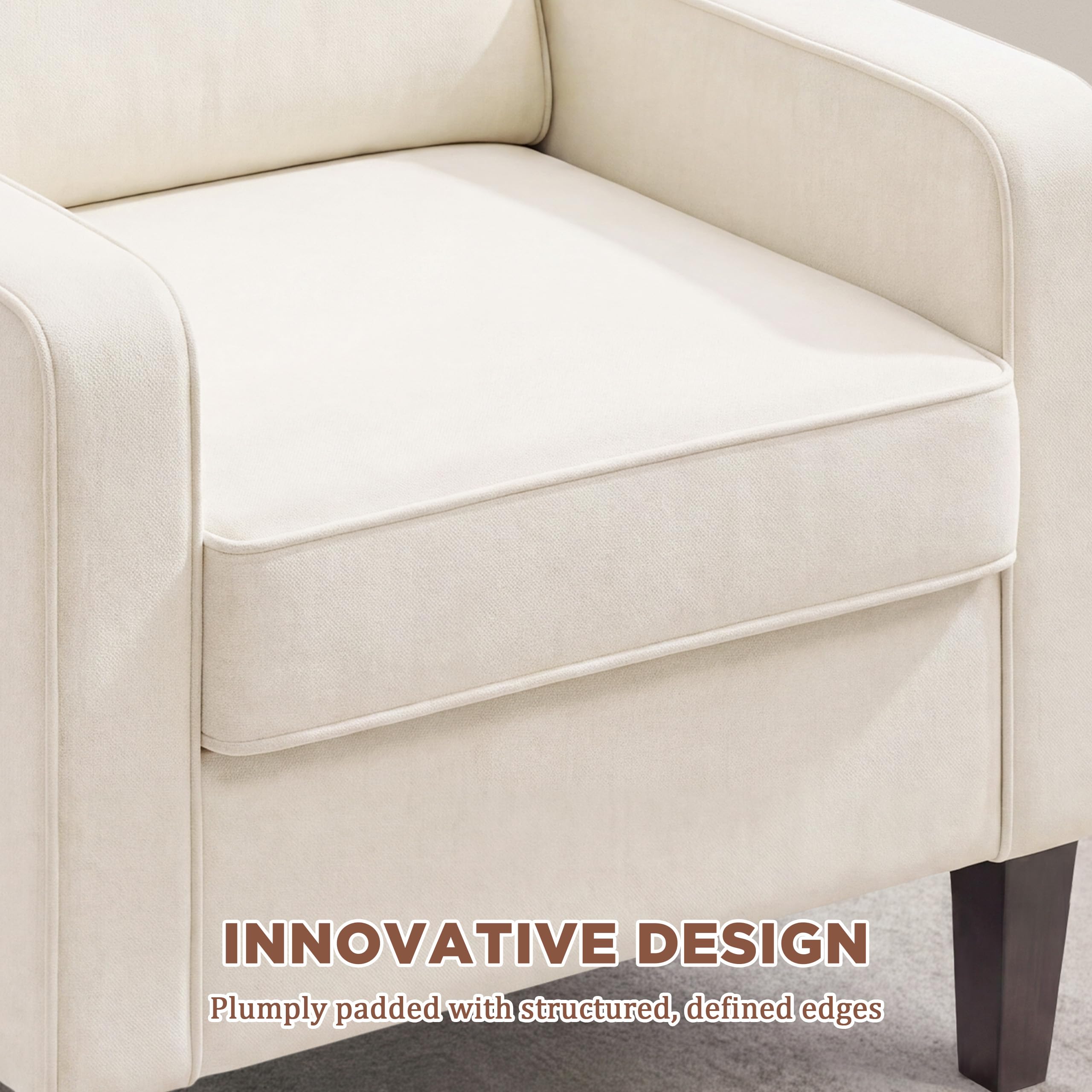 Mid Century Modern Accent Chair with Upholstered Seat & Wood Legs