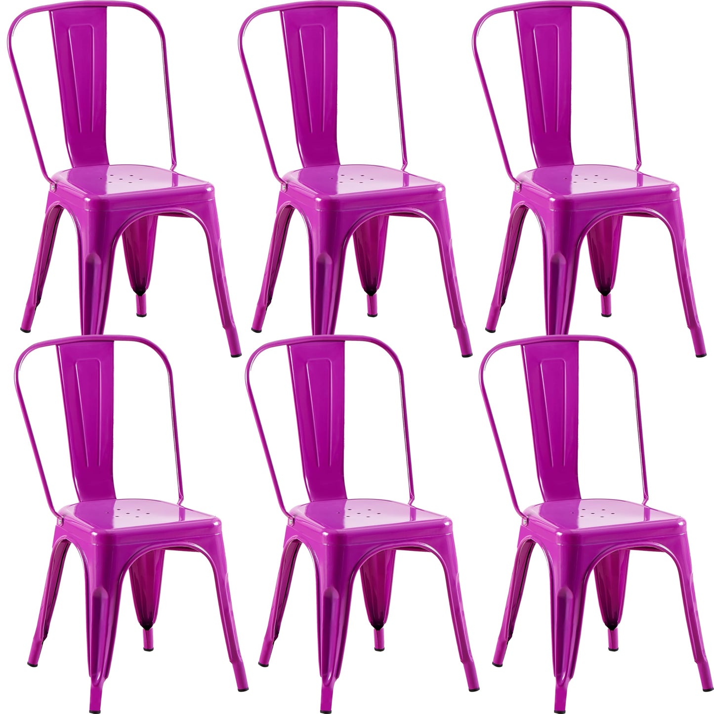 Rivbuio Metal Dining Chairs with Backrest, Stackable, Color, 2 Pack