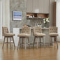 Modern Linen Upholstered Counter Height Bar Stools with Swivel & Wood Legs