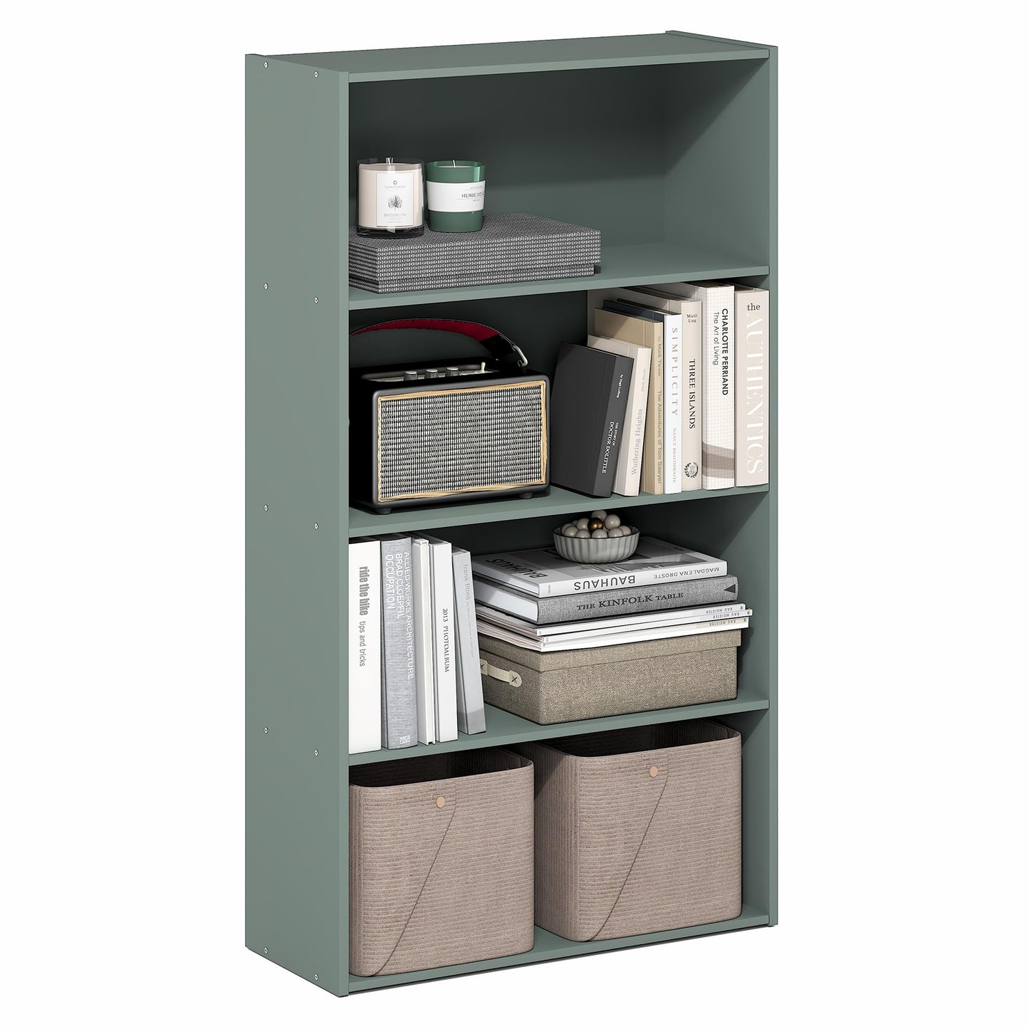 Tiered Wood Bookshelf with Open Storage Shelves for Home & Office