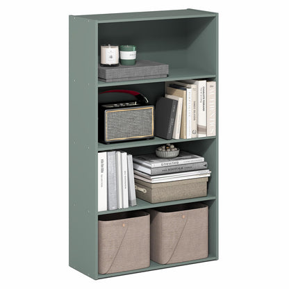 Tiered Wood Bookshelf with Open Storage Shelves for Home & Office