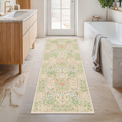 Vintage Washable Area Rug with Non-Slip Low Pile Design for Home Decor