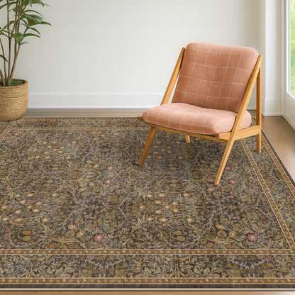 Vintage Washable Area Rug with Non-Slip Low Pile Design for Home Decor