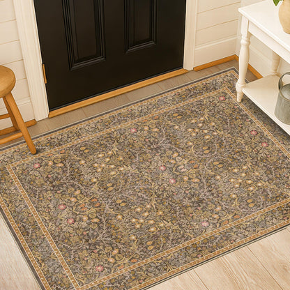 Vintage Washable Area Rug with Non-Slip Low Pile Design for Home Decor