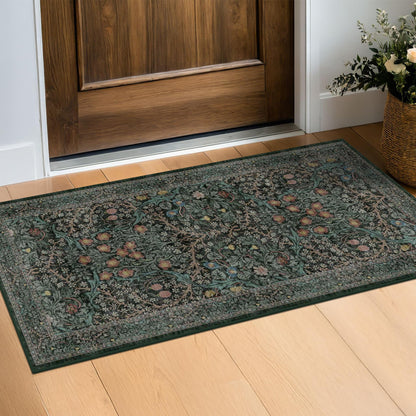 Vintage Washable Area Rug with Non-Slip Low Pile Design for Home Decor
