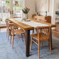 Acacia Wood Dining Table with Iron Legs for Indoor & Outdoor Spaces