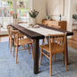 Acacia Wood Dining Table with Iron Legs for Indoor & Outdoor Spaces