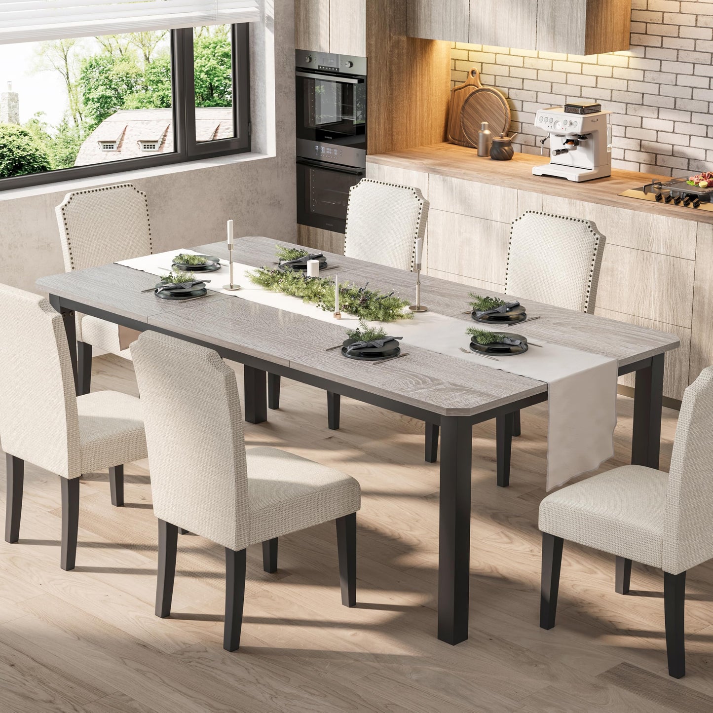 Industrial Dining Table with Metal Frame for Dining Room & Office Spaces