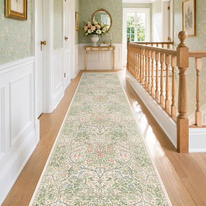 Vintage Washable Area Rug with Non-Slip Low Pile Design for Home Decor