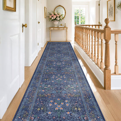 Vintage Washable Area Rug with Non-Slip Low Pile Design for Home Decor
