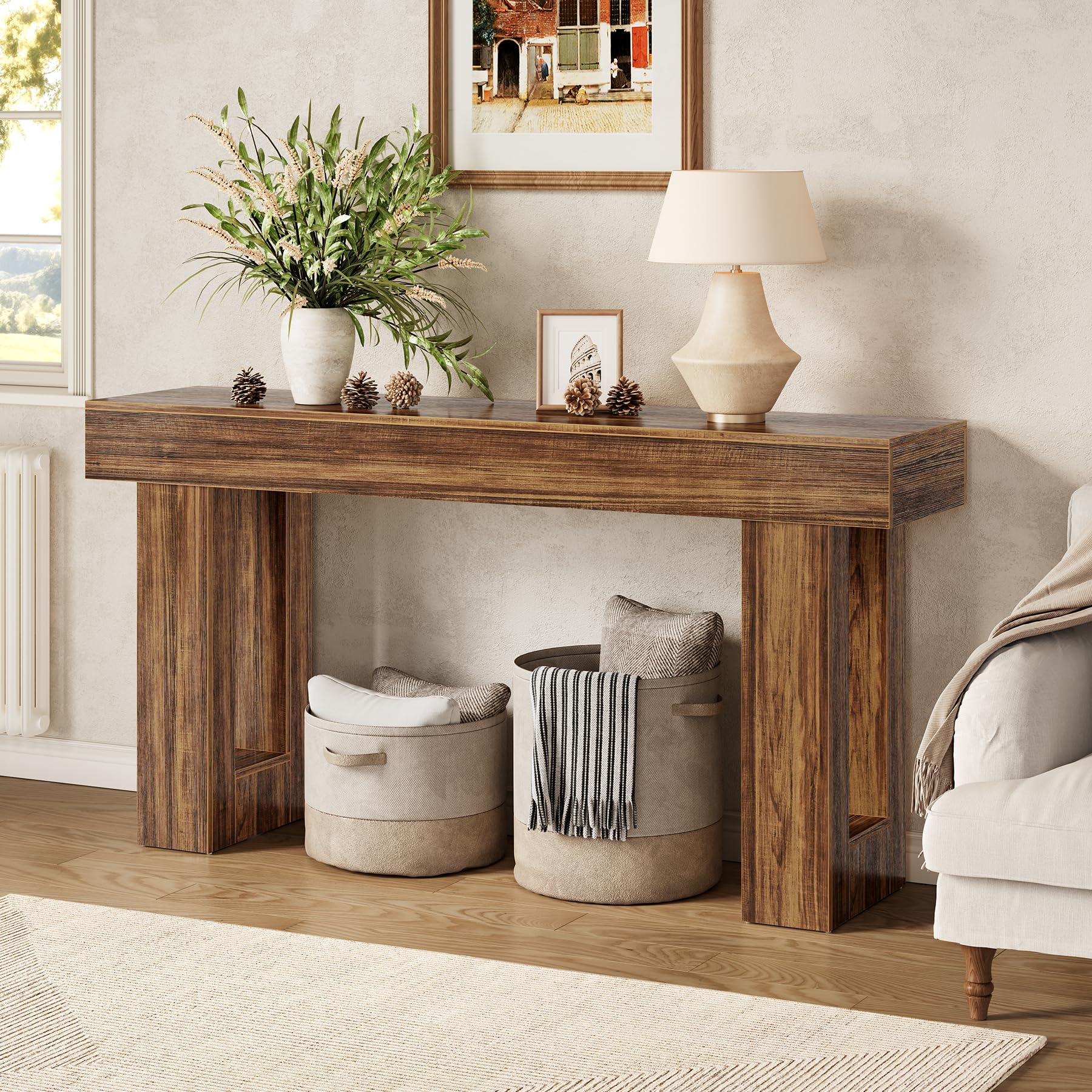 LITTLE TREE 63-Inch Long Console Tables for Entryway