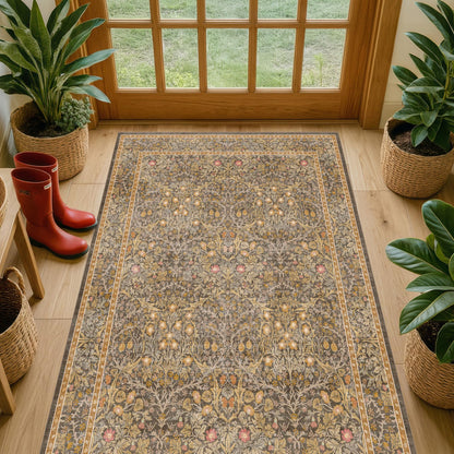 Vintage Washable Area Rug with Non-Slip Low Pile Design for Home Decor