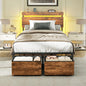 Forestell Bed Frame with Headboard, Platform Bed with 4 Storage Drawers