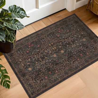 Vintage Washable Area Rug with Non-Slip Low Pile Design for Home Decor