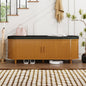 2-Tier Shoe Storage Bench with Padded Seat & Fluted Sliding Doors for Entryway