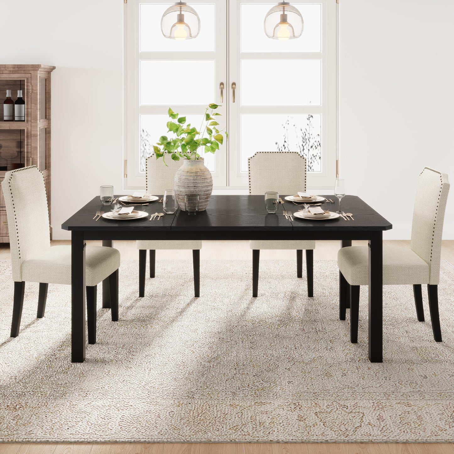 Industrial Dining Table with Metal Frame for Dining Room & Office Spaces