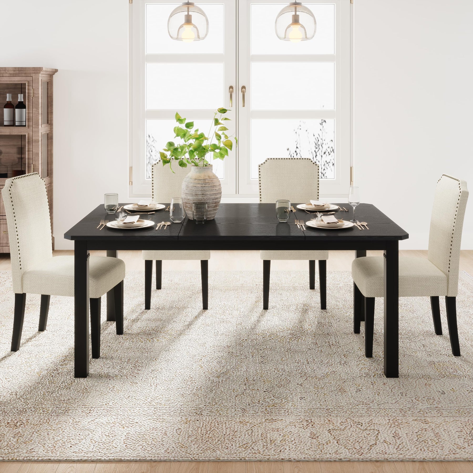 Industrial Dining Table with Metal Frame for Dining Room & Office Spaces