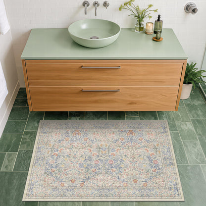 Vintage Washable Area Rug with Non-Slip Low Pile Design for Home Decor