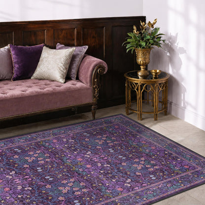 Vintage Washable Area Rug with Non-Slip Low Pile Design for Home Decor