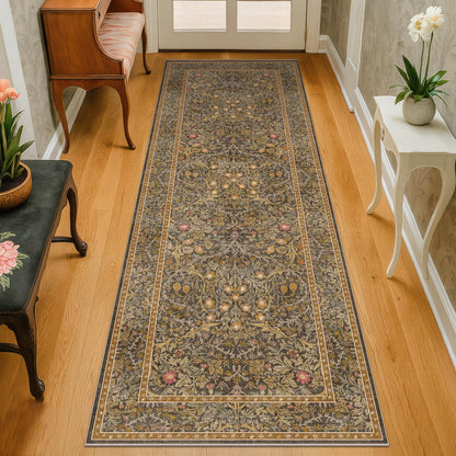 Vintage Washable Area Rug with Non-Slip Low Pile Design for Home Decor