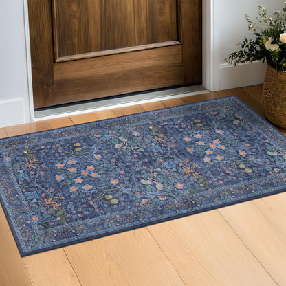 Vintage Washable Area Rug with Non-Slip Low Pile Design for Home Decor