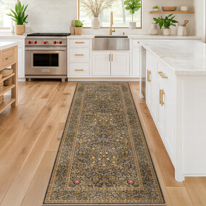 Vintage Washable Area Rug with Non-Slip Low Pile Design for Home Decor