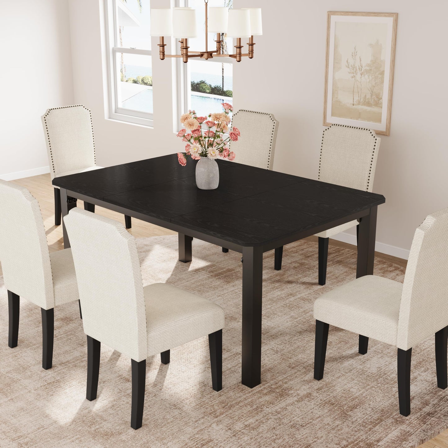 Industrial Dining Table with Metal Frame for Dining Room & Office Spaces