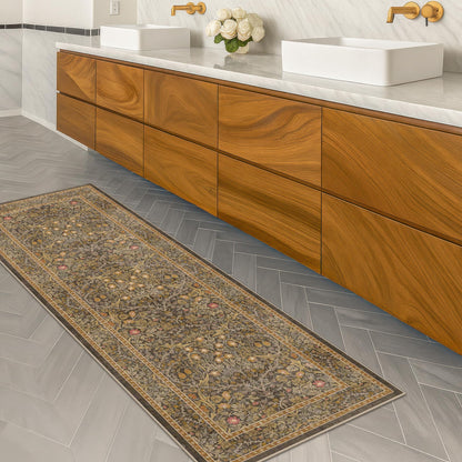 Vintage Washable Area Rug with Non-Slip Low Pile Design for Home Decor