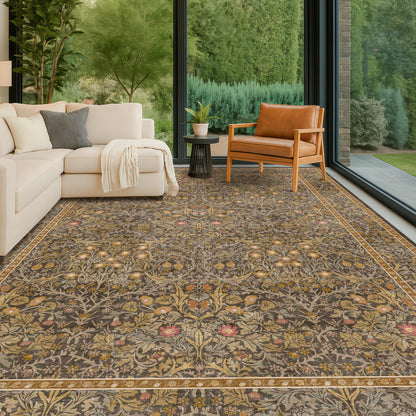 Vintage Washable Area Rug with Non-Slip Low Pile Design for Home Decor