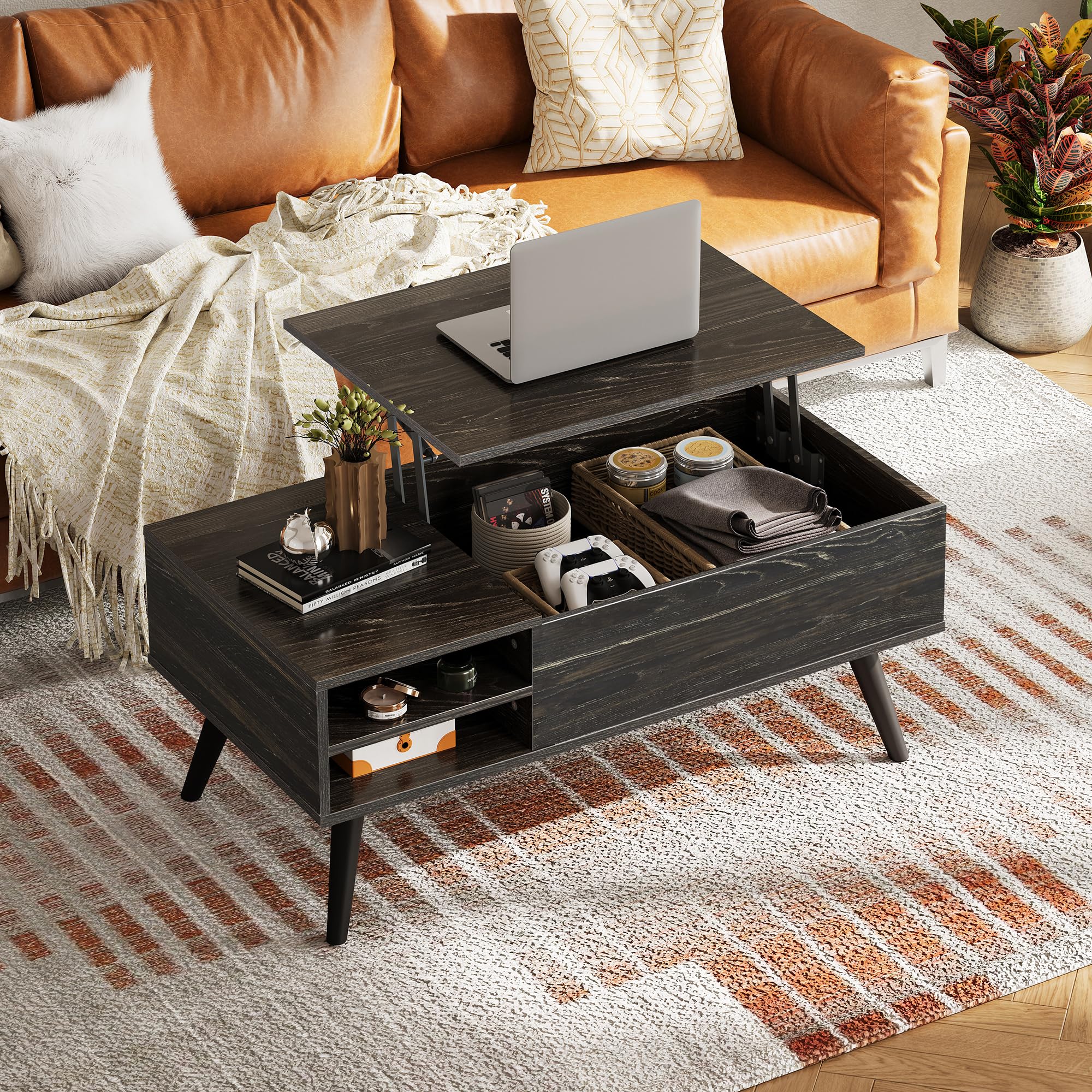 WLIVE Lift Top Coffee Table with Hidden Storage