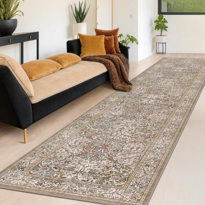 Vintage Washable Area Rug with Non-Slip Low Pile Design for Home Decor