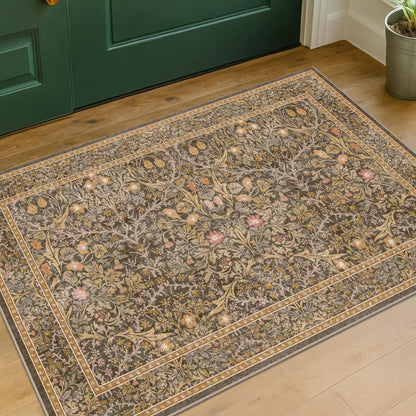Vintage Washable Area Rug with Non-Slip Low Pile Design for Home Decor