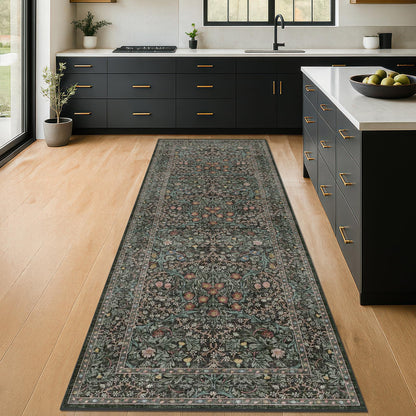 Vintage Washable Area Rug with Non-Slip Low Pile Design for Home Decor