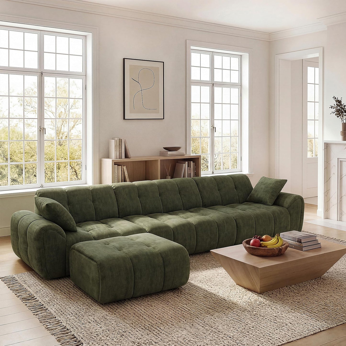 Claiks 118" Modular Boneless Couch, Sectional Couches for Living Room