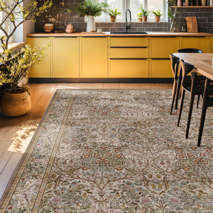 Vintage Washable Area Rug with Non-Slip Low Pile Design for Home Decor