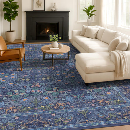 Vintage Washable Area Rug with Non-Slip Low Pile Design for Home Decor
