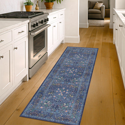 Vintage Washable Area Rug with Non-Slip Low Pile Design for Home Decor
