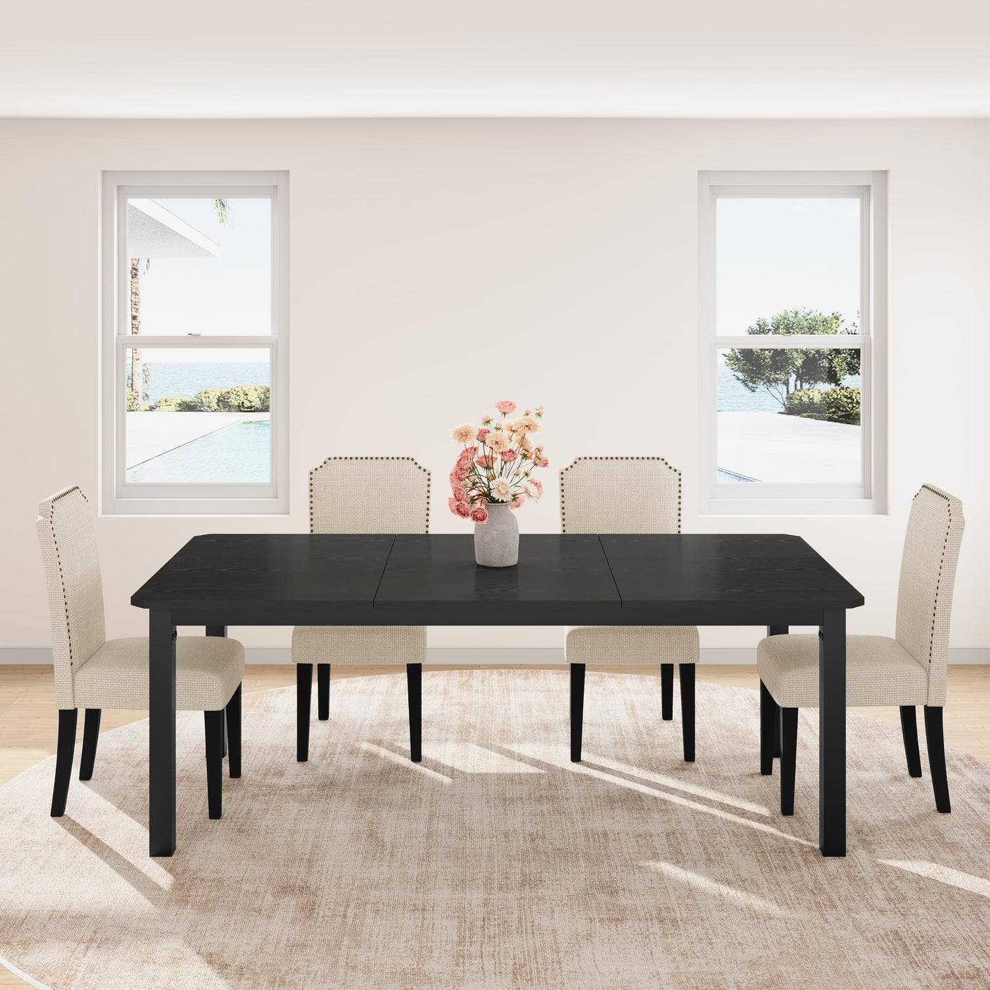 Industrial Dining Table with Metal Frame for Dining Room & Office Spaces