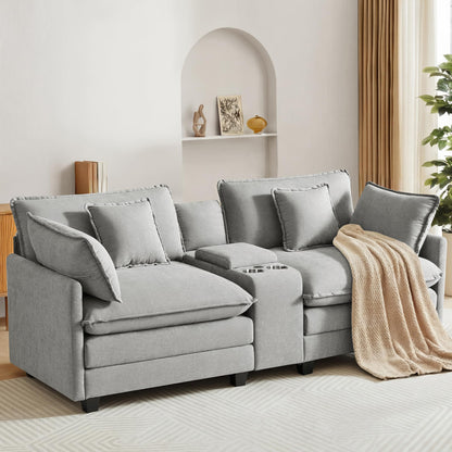 Oversized Modular Sectional Sofa with Storage Console & Ottoman