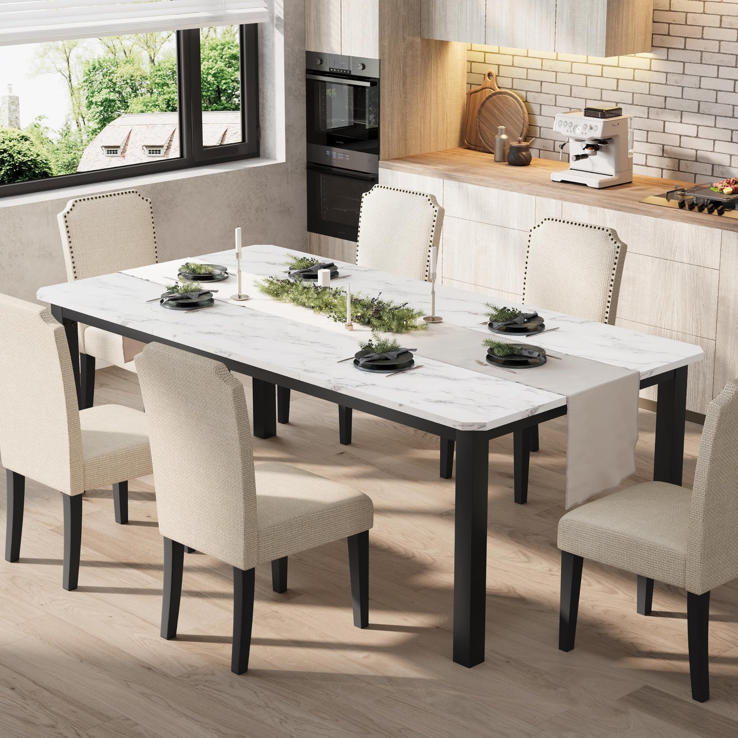 Industrial Dining Table with Metal Frame for Dining Room & Office Spaces