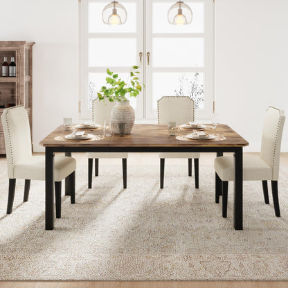Industrial Dining Table with Metal Frame for Dining Room & Office Spaces