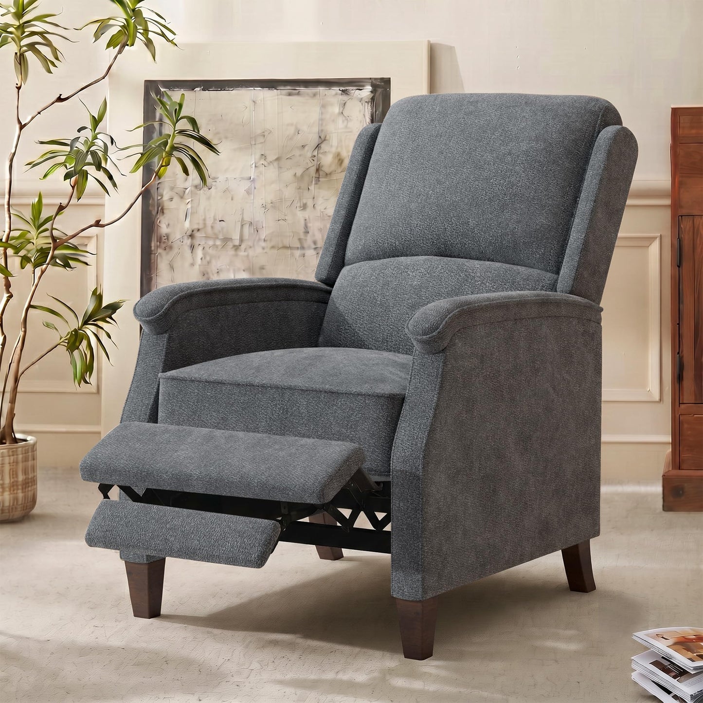 VKNOW Recliner Chair，Fabric Recliner with Adjustable Back