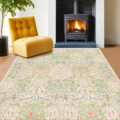 Vintage Washable Area Rug with Non-Slip Low Pile Design for Home Decor
