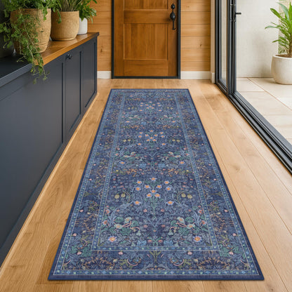 Vintage Washable Area Rug with Non-Slip Low Pile Design for Home Decor
