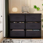 Metal Frame Storage Dresser with Fabric Drawers and Wood Top Shelf