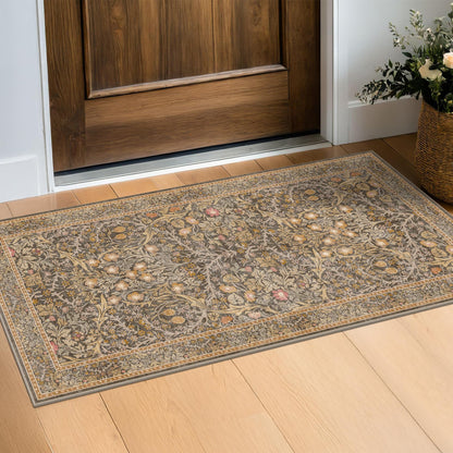 Vintage Washable Area Rug with Non-Slip Low Pile Design for Home Decor