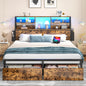 Metal Wood Platform Bed Frame with Headboard & Heavy Duty Support Slats