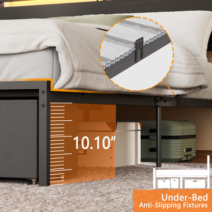 Forestell Bed Frame with Headboard, Platform Bed with 4 Storage Drawers