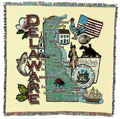 Cotton State Tapestry Throw Blanket with Decorative Home Accent Design